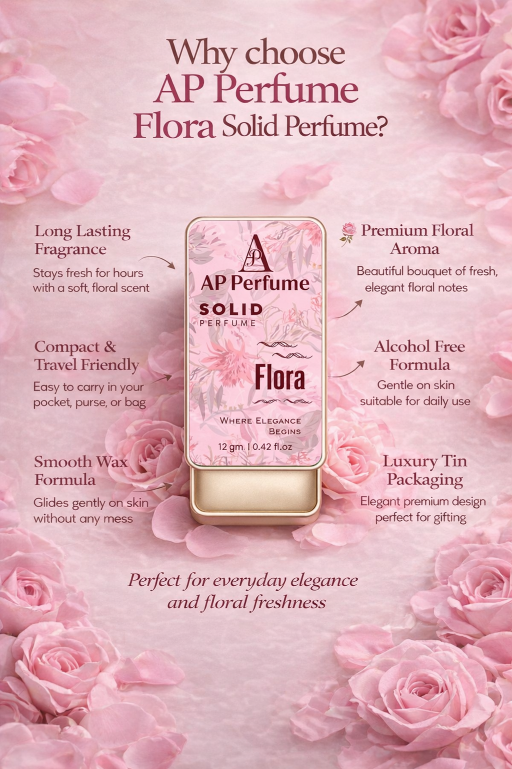 Flora Solid Perfume 12gm – Elegant Floral Scent by AP Perfume